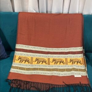 PASKAL Rust and Black 100% Cashmere scarf.